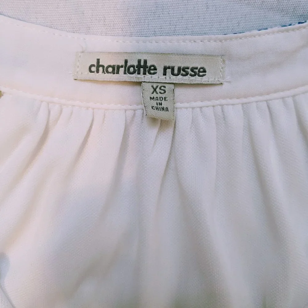 Charlotte Russe Sleeveless Blue and White Boho Dress Women's Size XS